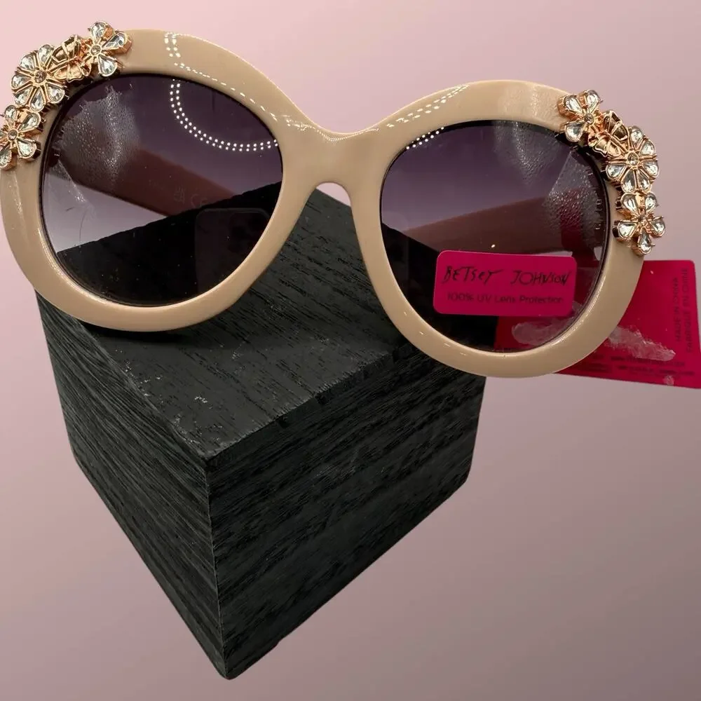 Betsey Johnson Blush Colored Embellished Sunglasses